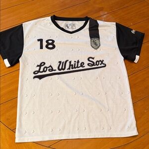 Los White Sox soccer Jersey shirt #18 Black and White Men's Jersey Coca Cola